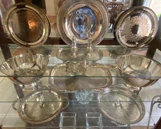 assorted sterling and silver-plate