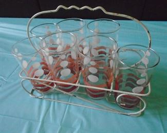 vintge glasses with carrier