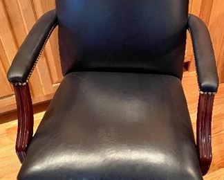 Ethan Allen leather desk chair w/ nail head trim