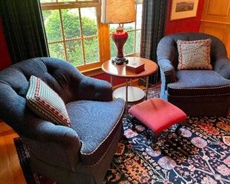 ( 2 ) Blue swivel chairs by Century 