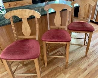(3) counter stools w/ red seats 