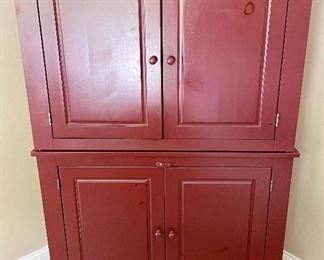 Red painted storage cabinet