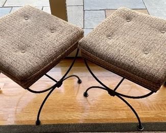 2 iron based upholstered ottomans