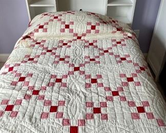 White twin bed w/ storage headboard 
w/ Box & Matt