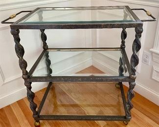 Iron bar cart on casters 