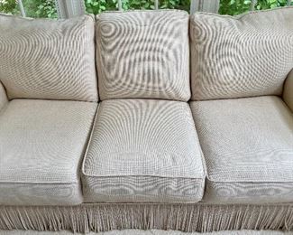 Ivory sofa w/ fringe by Century