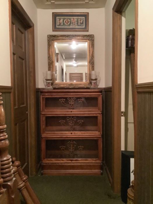 Vintage Glass Door Cabinet with Mirror