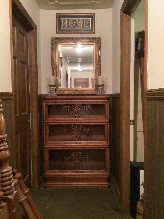 Vintage Glass Door Cabinet with Mirror