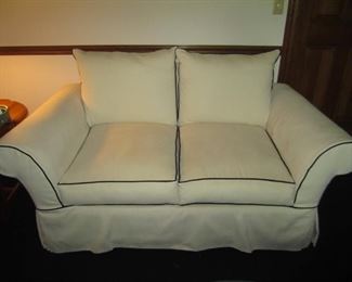 PAIR OF SLIP COVER LOVESEATS