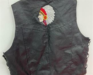 Leather Vest with Indian