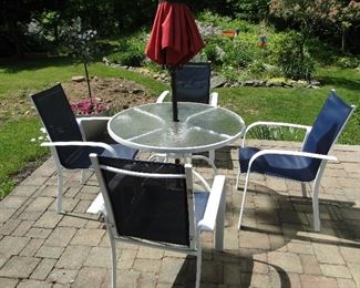 Patio Table and chairs Umbrella not for sale