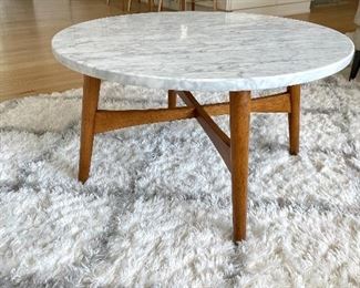West Elm Reeve Mid-Century Marble Coffee Table.                30" diameter x 18.5 high.  Original cost $499