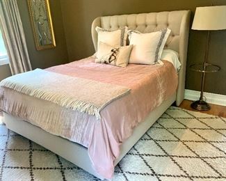 Queen sized Mattress & linens (bedspread, sheets & pillows) are for sale. HEADBOARD FOR SALE also !