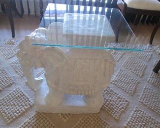 Glass-Top & Elephant Base Accent Table