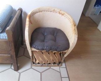2-Equipale-Style Barrel Chairs, Pigskin