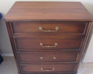 1960's MCM Chest, Lid opens & folds back to reveal a Pull-Out Desk, Leather Surface & Storage Compartments.                             27" X 16" X 33"