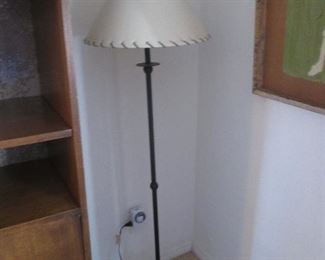 Floor Lamp, Stitched Detailing on Shade & Metal Base" 