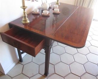 Gorgeous Chippendale Dining Table, Drop Leaves & 2-Drawers on the Sides.  Warsaw Mfg Co., Kentucky.   Leaves in Dropped Position:  54" X 24" X 31"                          Leaves in Opened Position:  54" X 52" X 31"