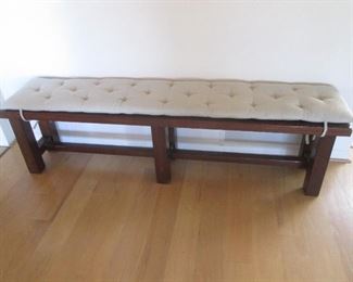 Wooden Bench with Tie-On Upholstered Pad               Size:  72" X 22" X 18"