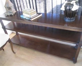 2-Shelf Console Table, Made in Grand Rapids, MI            by "Fine Arts Furniture Co."  Size:  62" X 15" X 29"