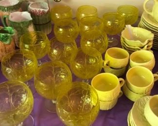 Yellow vintage cabbage Secia Portugal dishes , huge selection 