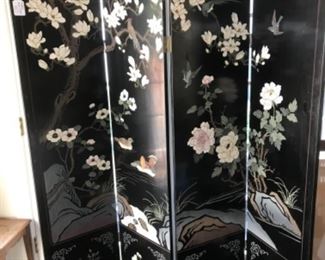 Asian Lacquer Screen. Damage on back side. 