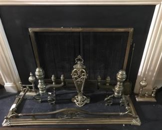 Brass fireplace set 