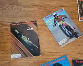 Vintage sports magazines,  programs, automotive magazines