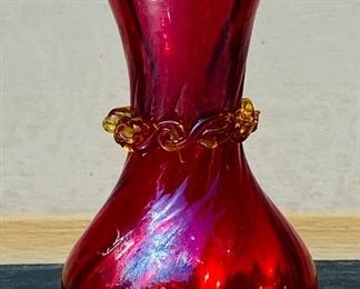 Vintage - Amberina Swirl 5” Bud Vase