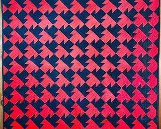 Black & Red Quilt — 79 x 81 inches
