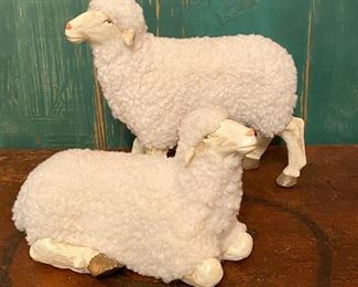 Furry Sheep Figurines -2 pc