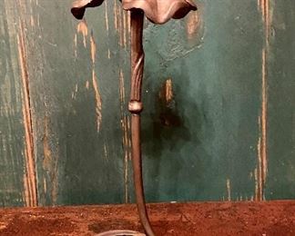 Antique Art Nouveau  Pewter Flower Candle Holder
