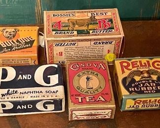 SUPER COOL & RARE!! 5 Antique Products and 4 of the 5 STILL HAVE ORIGINAL CONTENTS!! Great addition to any advertisement collection!!