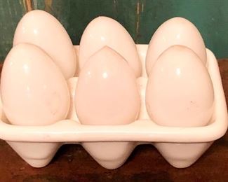 Egg Holder with x6 Antique Glass Eggs