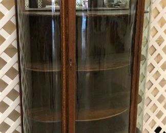 Oak Curved Glass Claw Foot China Cabinet