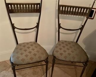 set of 4 antique metal petite chairs