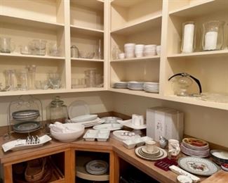 lots of serving and entertaining pieces in Butler's pantry