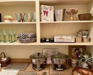barware, copper molds, ice cream glasses