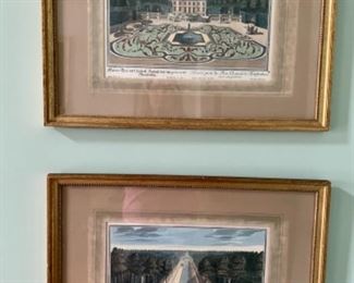 pair of framed lithographs