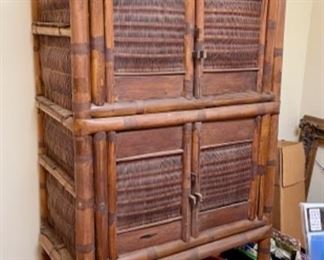 antique bamboo cabinet, wrapping supplies