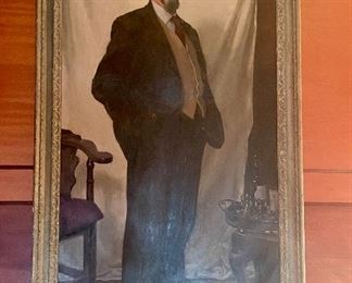 Antique oil painting of E. Freeth, Esq. by John Whitlock, from the Royal Society of Portrait Painters (apprx 6' tall)