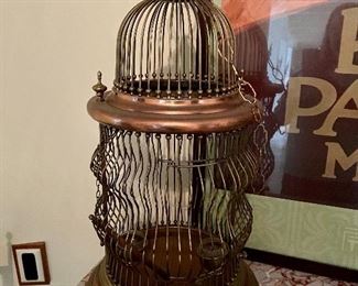 antique brass and copper bird house