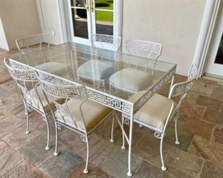 Extra nice patio set with Greek key design and glass top
