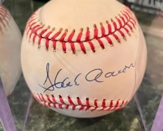 Signed Hank Aaron baseball