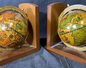 Pair Wooden Globe Bookends
