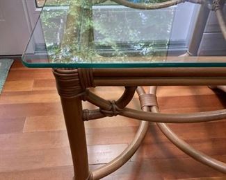 2 Wood and glass top side tables - 22"x 28"x 24"