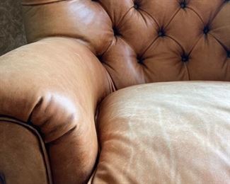 Ralph Lauren leather arm chair with ottoman - Chair:35"x 36"x 26" / Ottoman: 13"x 31"x 25"