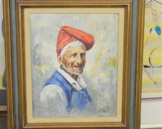 9098 Framed Oil on Canvas Old Man