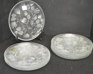 1833 9 Clear Tiara Pinecone Plates