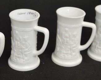 1844 4 Imperial Milk Glass Mugs